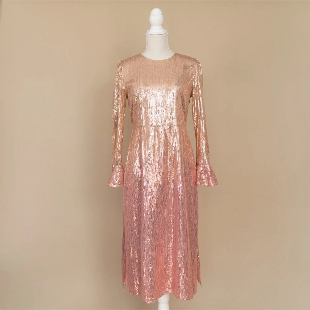 RACHEL PARCELL Sequin Long Sleeve Dress - Picture 4 of 14